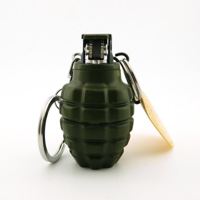 TrustShip Heavy Metal Fuze Grenade Military Army Metal Bomb Lighter Refillable Butane Gas System Lighter With Key Ring - Pocket Size Lighter Hand Grenade Army Military Fuze Bomb Design Shaped Pocket Size Lighter Pocket Lighter(Green)