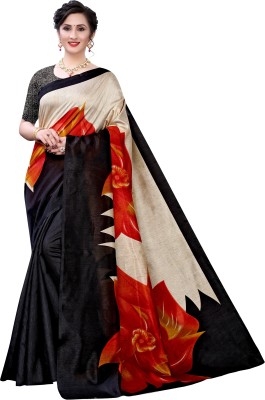 Saadhvi Printed Bhagalpuri Art Silk Saree(Black)