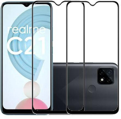 HOBBYTRONICS Edge To Edge Tempered Glass for REALME C20, REALME C21, REALME C25, REALME C25S(Pack of 2)