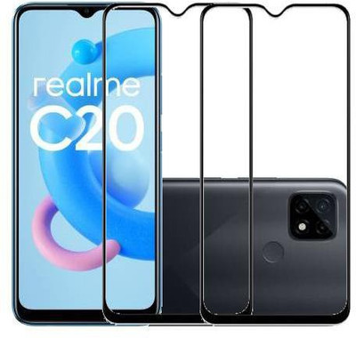 MaxR Edge To Edge Tempered Glass for REALME C20 REALME C21 REALME C25(Pack of 2)