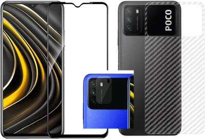 COVER CAPITAL Front and Back Tempered Glass for Poco M3(Pack of 3)