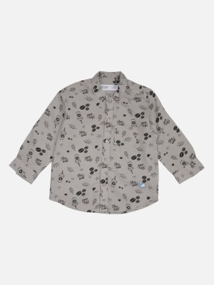 ZERO THREE Boys Printed Casual Grey Shirt