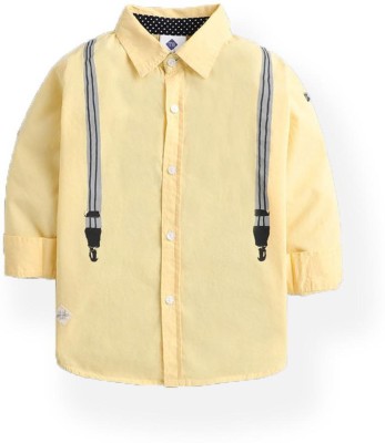 Tonyboy Boys Solid Casual Yellow Shirt