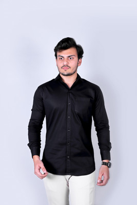 PETTYPUNK Men Solid Casual Black Shirt