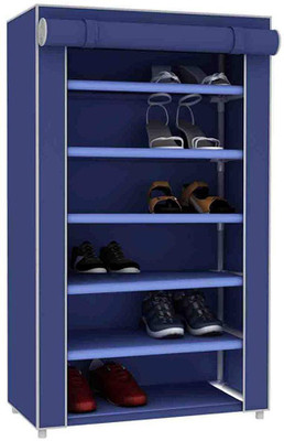 INSIDE STYLE Metal Collapsible Shoe Stand(Blue 3, 6 Shelves, DIY(Do-It-Yourself))