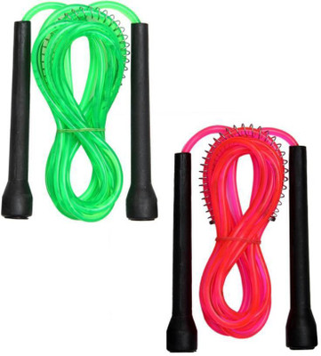 Manogyam Cardio Training,Intensive Workout,fitness and leisure gym,stamina builder 2PC Freestyle Skipping Rope(Black, Green, Pink, Length: 275 cm) deal from flipkart