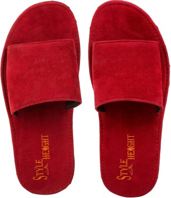 STYLE HEIGHT Men Slides(Red , 7)