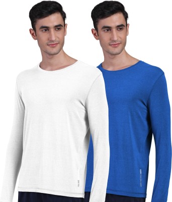 FREECULTR Solid Men Round Neck Reversible Dark Blue, White T-Shirt