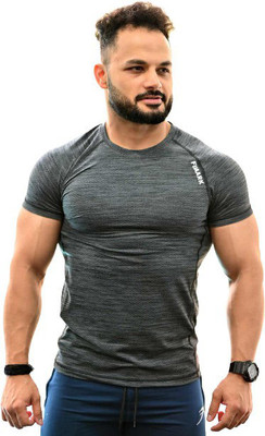 FuaarK Self Design Men Round Neck Grey T-Shirt