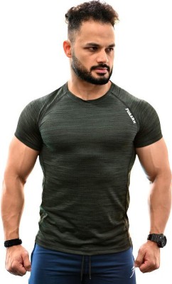 FuaarK Self Design Men Round Neck Green T-Shirt