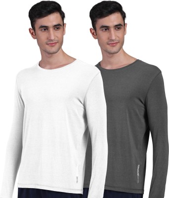 FREECULTR Solid Men Round Neck Reversible White, Grey T-Shirt