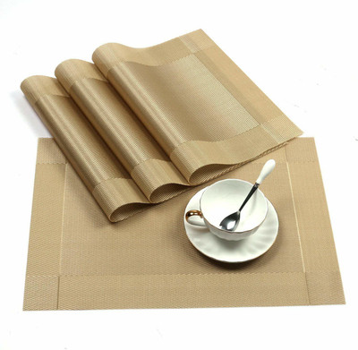 Flipkart SmartBuy Rectangular Pack of 4 Table Placemat(Gold, PVC)