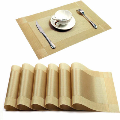 Flipkart SmartBuy Rectangular Pack of 6 Table Placemat(Gold, PVC)