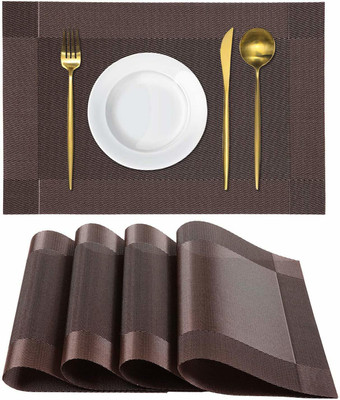 Flipkart SmartBuy Rectangular Pack of 4 Table Placemat(Brown, PVC)