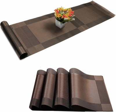 Flipkart SmartBuy Rectangular Pack of 5 Table Placemat(Brown, PVC)