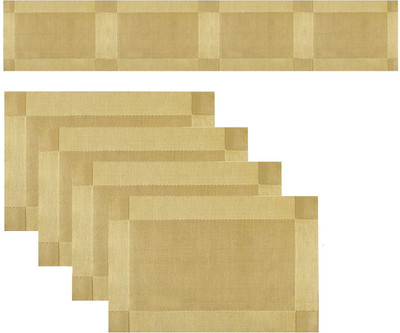 Flipkart SmartBuy Rectangular Pack of 5 Table Placemat(Gold, PVC)