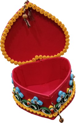 ADCOM Handmade Decorative Ethnic Designer Jewellery Red Box (4x5x3inch) made with colourful paper(Quilling) for loved one’s used as Jewellery box, Gift Box, Storage Box by Women’s Group used as gift box and jewellery box Vanity Box(Red)