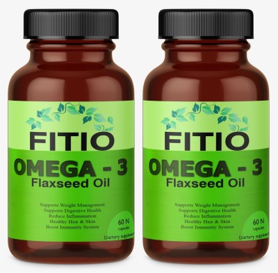 FITIO Flaxseed Extract Capsules Omega 3 Flax Seed Oil Capsule (Pack Of 2) Pro(2 x 60 No)