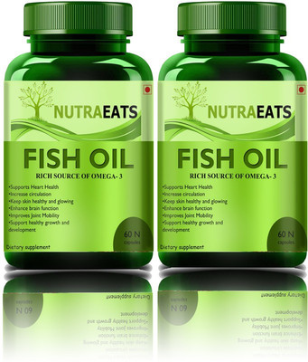 NutraEats Fish Oil (Triple Strength) With 1000Mg Omega 3 (Pack Of 2)Pro(2 x 60 No)