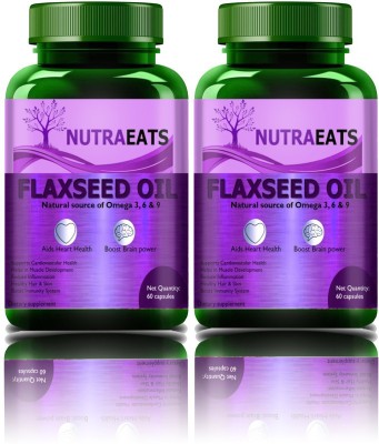 NutraEats Nutrition Flax Seed Oil Capsules, Omega 3 Capsules fatty acid (Pack Of 2)(2 x 60 No)