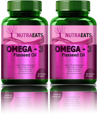 NutraEats Flaxseed Extract Capsules , Flax Seed Oil Capsule (Pack Of 2)(2 x 60 No)