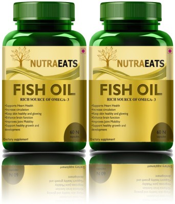 NutraEats Fish Oil (Triple Strength) With 1000Mg Omega 3 (Pack Of 2)Ultra(2 x 60 No)