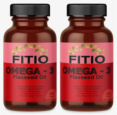 FITIO Flaxseed Extract Capsules , Flax Seed Oil Capsule (Pack Of 2) Ultra(2 x 60 No)