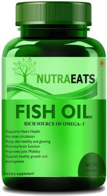 NutraEats Nutrition Omega-3 Fish Oil Triple Strength|High Strength Ultra(60 Capsules)