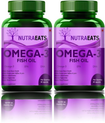 NutraEats Fish Oil (Triple Strength) With 1000Mg Omega 3 (600Mg Epa, 400Mg Dha)P (Pack Of 2)(2 x 60 No)