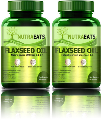 NutraEats Flax Seed Oil Capsules, Omega 3-6-9 fatty acid (Pack Of 2)Pro(2 x 60 No)