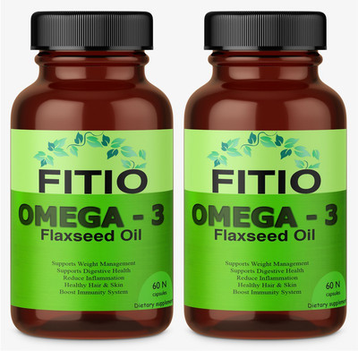 FITIO Flaxseed Extract Capsules Omega 3 Flax Seed Oil Capsule (Pack Of 2) Ultra(2 x 60 No)