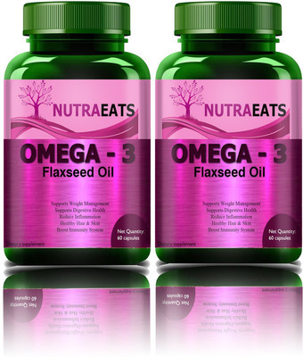 NutraEats Flaxseed Extract Capsules , Flax Seed Oil Capsule (Pack Of 2)Pro(2 x 60 No)