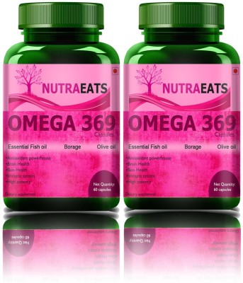 NutraEats Nutrition Fish Oil (Triple Strength) With 1000Mg , Omega 3 (Pack Of 2)Ultra(2 x 60 No)