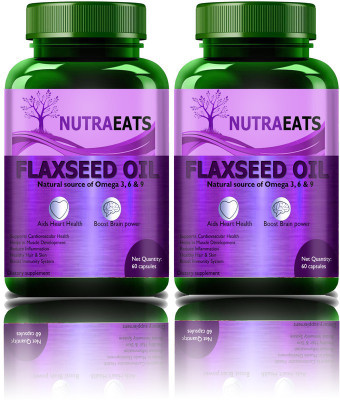 NutraEats Flax Seed Oil Capsules, Omega 3 Capsules fatty acid (Pack Of 2)Pro(2 x 60 No)