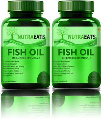 NutraEats Omega-3 Fish Oil Triple Strength|High Strength (Pack Of 2)Pro(2 x 60 No)