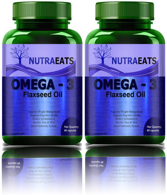 NutraEats Flaxseed Extract Capsules Omega 3 Flax Seed Oil Capsule (Pack Of 2)Ultra(2 x 60 No)