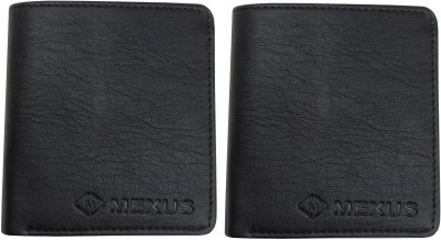 MEXUS Men Black Artificial Leather Wallet(2 Card Slots, Pack of 2)