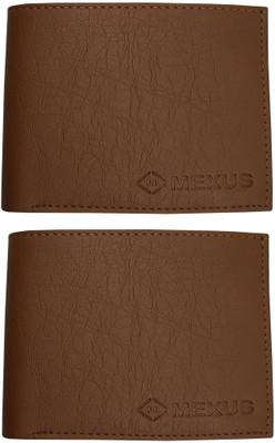 MEXUS Men Tan Artificial Leather Wallet(3 Card Slots, Pack of 2)