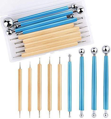 IKIS 9 PCS Dotting Tools Ball Styluses with Box, Pen Dotting Tools Set for Rock Painting, Pottery Clay Modeling Embossing Nail Art