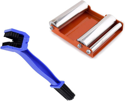 AXWee Portable Wheel Roller Motorbike Accessories Small for All Bikes with Motorcycle Chain Cleaning Brush Combo