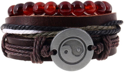 Tinera Trends Leather Bracelet Set(Pack of 3)