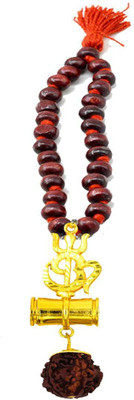 AFH Om Trishul Damaru Rudrkasha Religious Car Rear view Mirror Decoration Car Charm Decorative Hanging Ornament Car Hanging Ornament(Pack of 1)