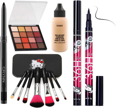Crynn Long Lasting Kajal & Studio Professional K-12 Eyeshadow(11 Items in the set)