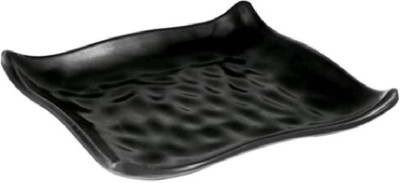 Super Dine Melamine Square Snack Serving Platter Set of 6 Black 6 Inch Chip & Dip Tray(Pack of 6)