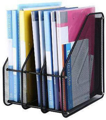MFORALL 3 Compartments Metal File Organizer Rack(Black)