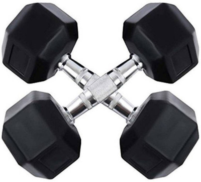 HACKERX 5kg X 2pcs Hexagonal Rubber Coated Fixed Weight Dumbbell(10 kg)