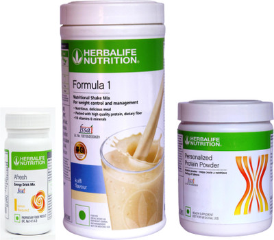 HERBALIFE Weight Loss Combo of Afresh Energy Drink+Formula 1 Nutritional Mix+Protein Powder Energy Drink(750 g, Kulfi & lemon Flavored)