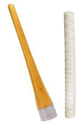Y2M Pair of 1 Cricket Bat White Grip (VK) + One Wooden Grip Cone Gripper Chevron(Pack of 2)