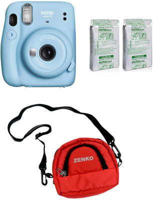 FUJIFILM Instax Mini 11 Sky Blue with Twin Pack of Instant Film With Red Pouch Instant Camera(Blue)