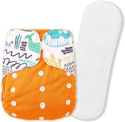 GUCHIGU Pack of 1 Cloth Diaper with 1 Insert Pad Washable Reusable Adjustable Sizes